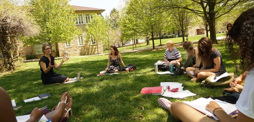 Class on the lawn