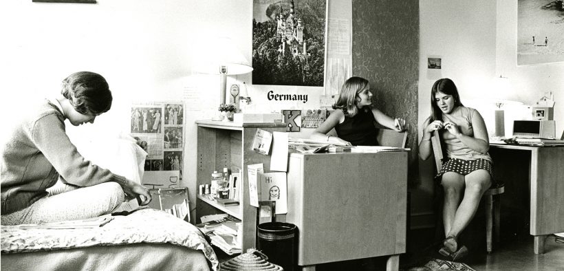 Goucher dorm room in the 1960s