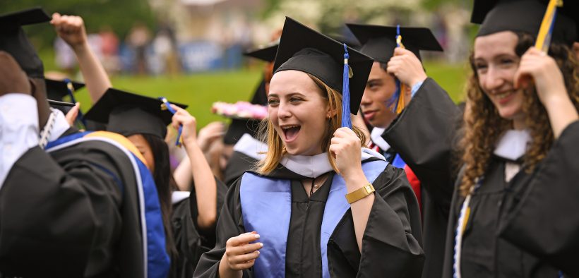 A new Goucher graduate at the 2022 Commencement