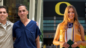Picture of Kyle McGuire and his father, and picture of Zoey Cantor