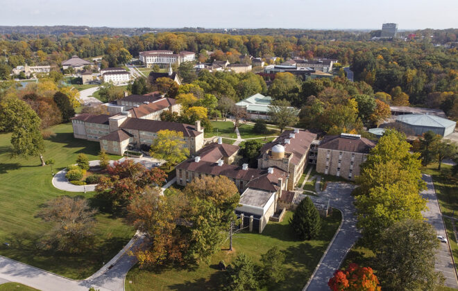 aerial photo of campus