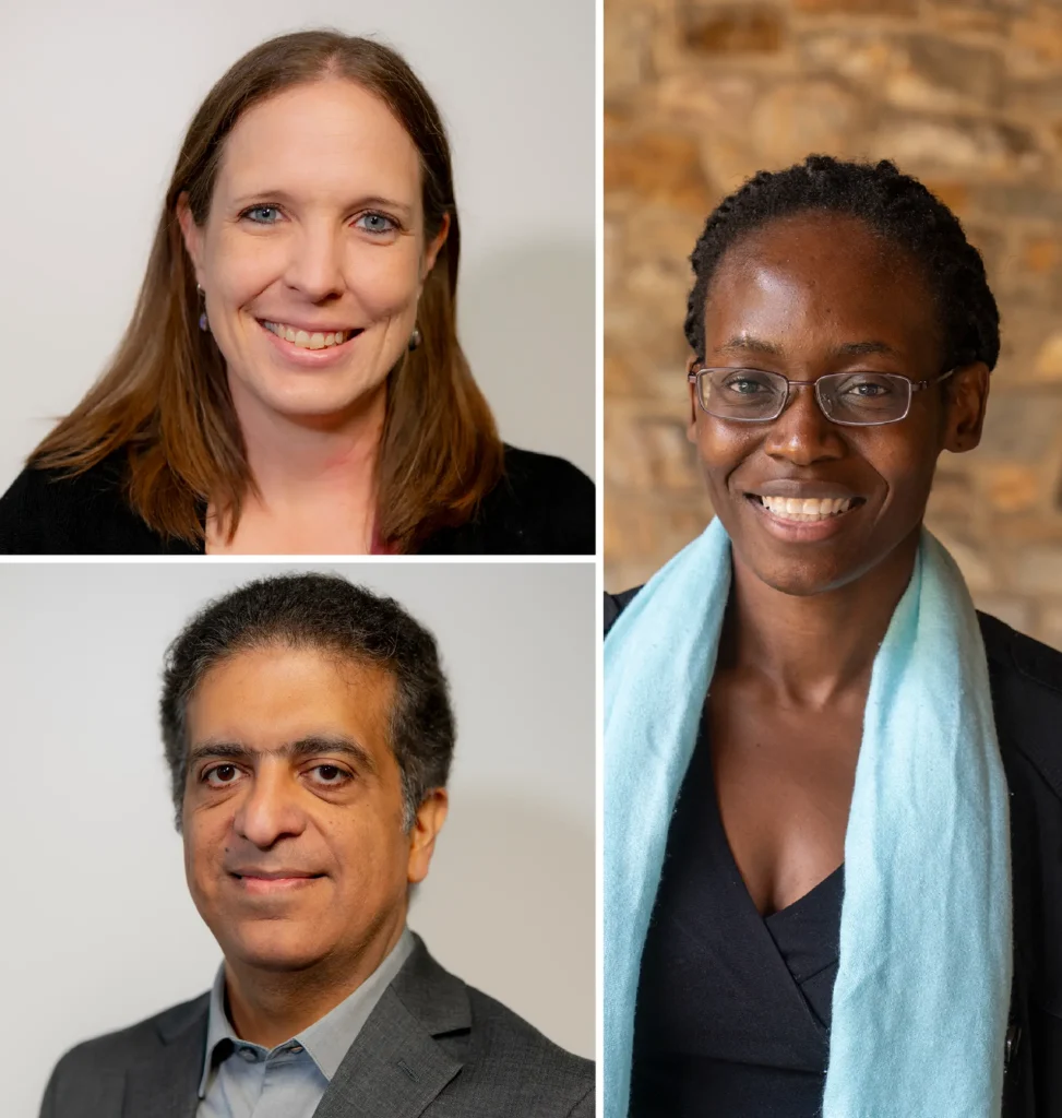 headshots of 3 Goucher faculty members