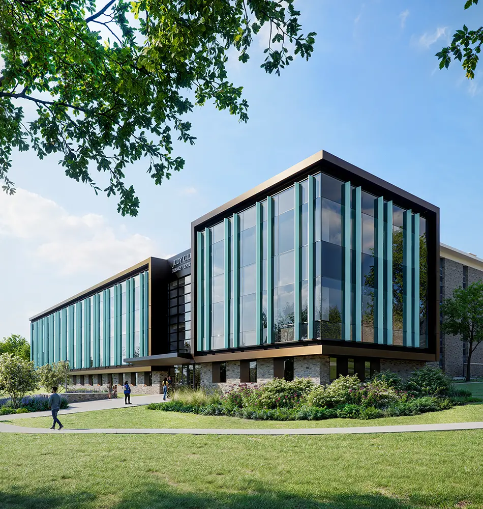 Artist rendering of the exterior of the Lewent Science Center